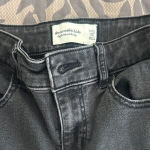 abercrombie kids Washed Black High-Rise Wide Leg Jeans
